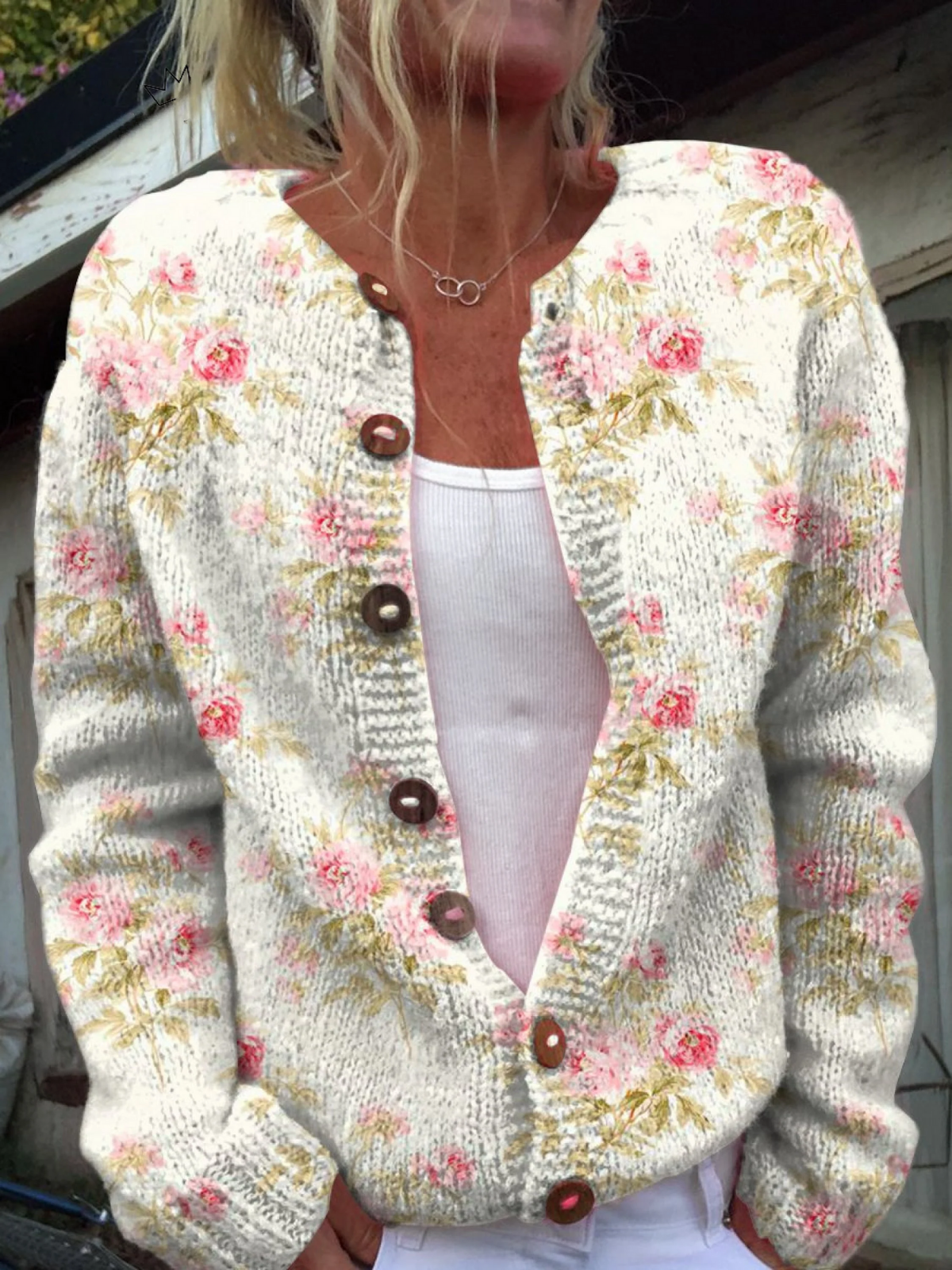 Glorwen | Vintage Floral Knit Cardigan