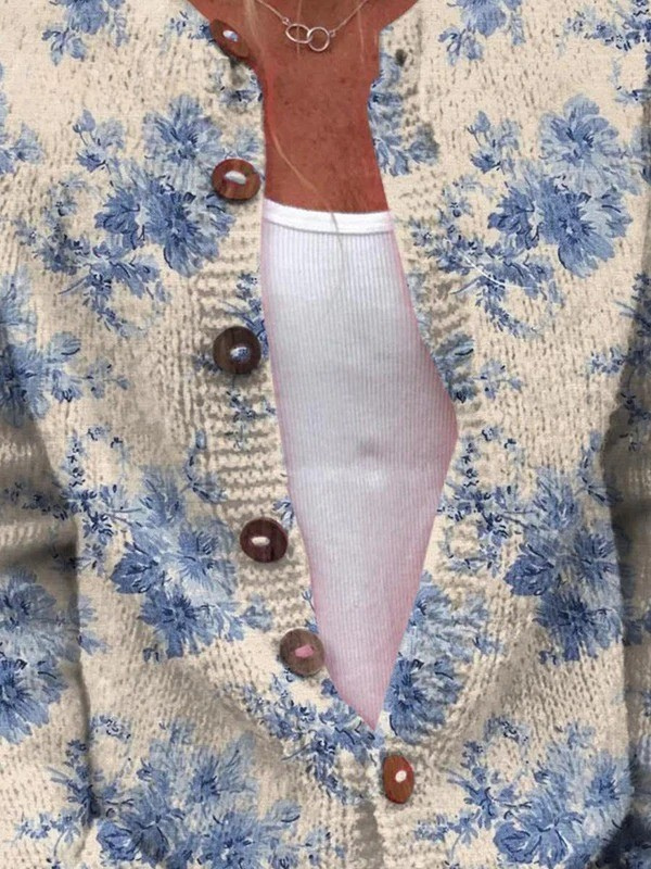 Ivorie | Vintage Floral Knit Cardigan