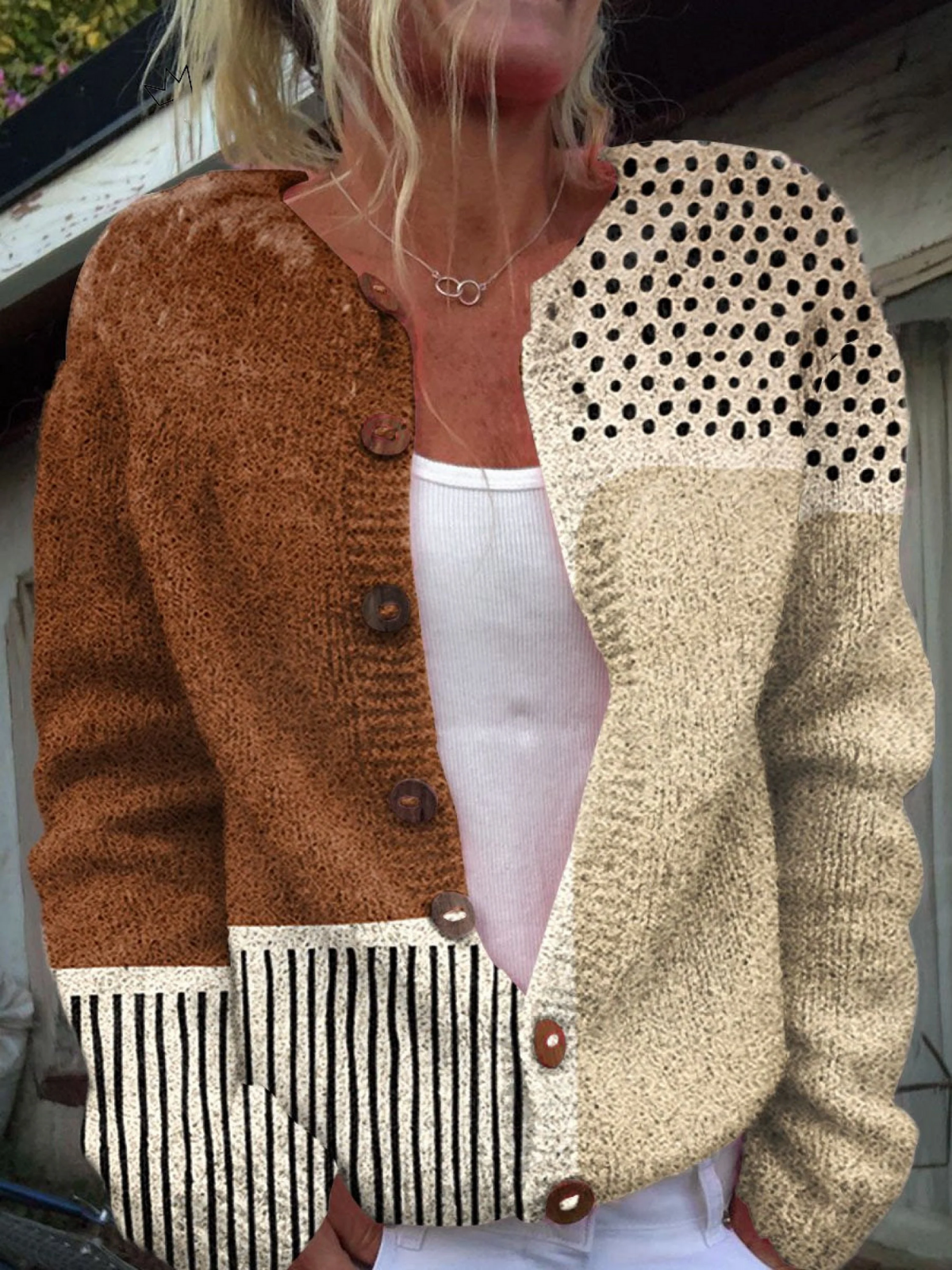 Orvienne | Vintage Patchwork Knit Cardigan