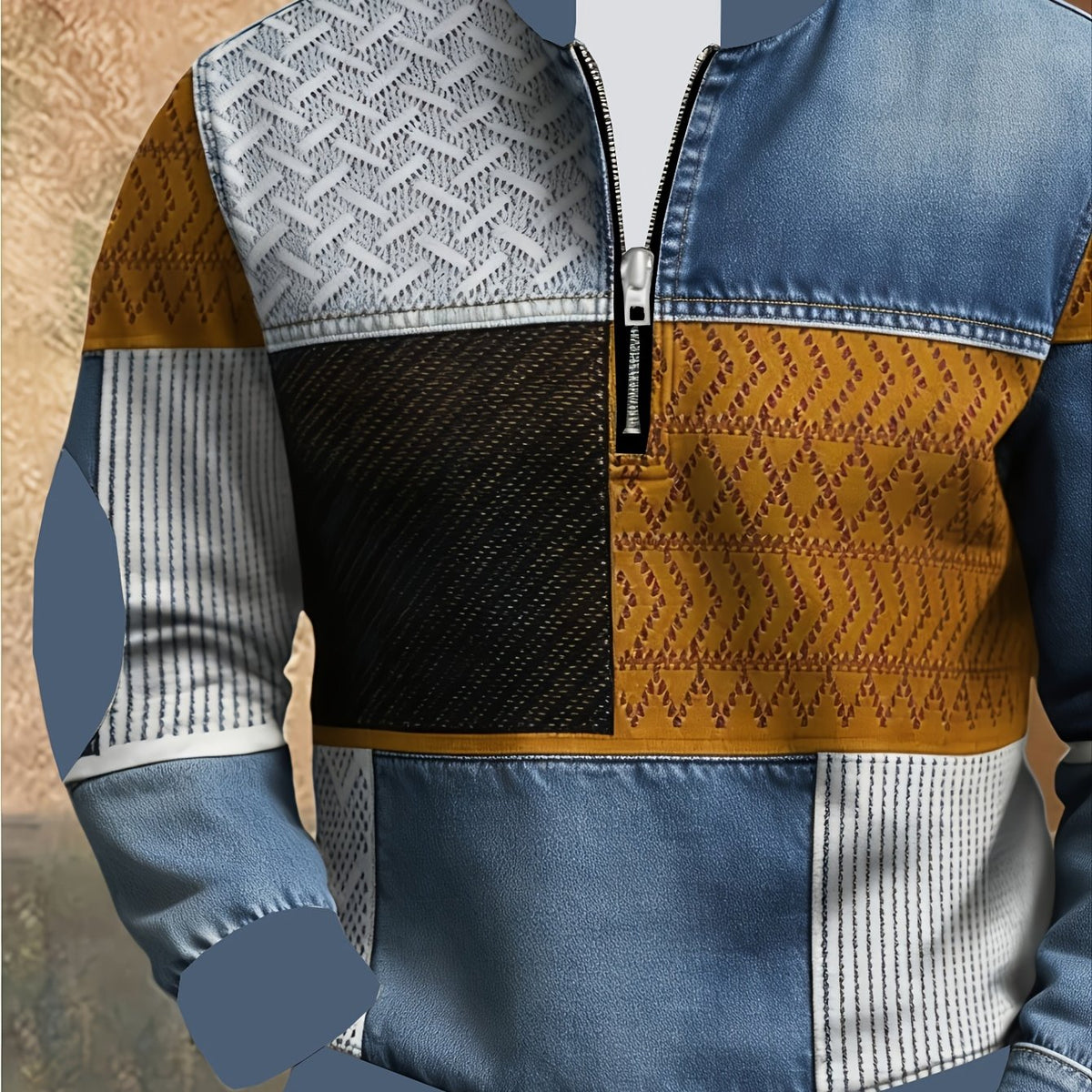 Daniel | Geometric Print Quarter-Zip Pullover