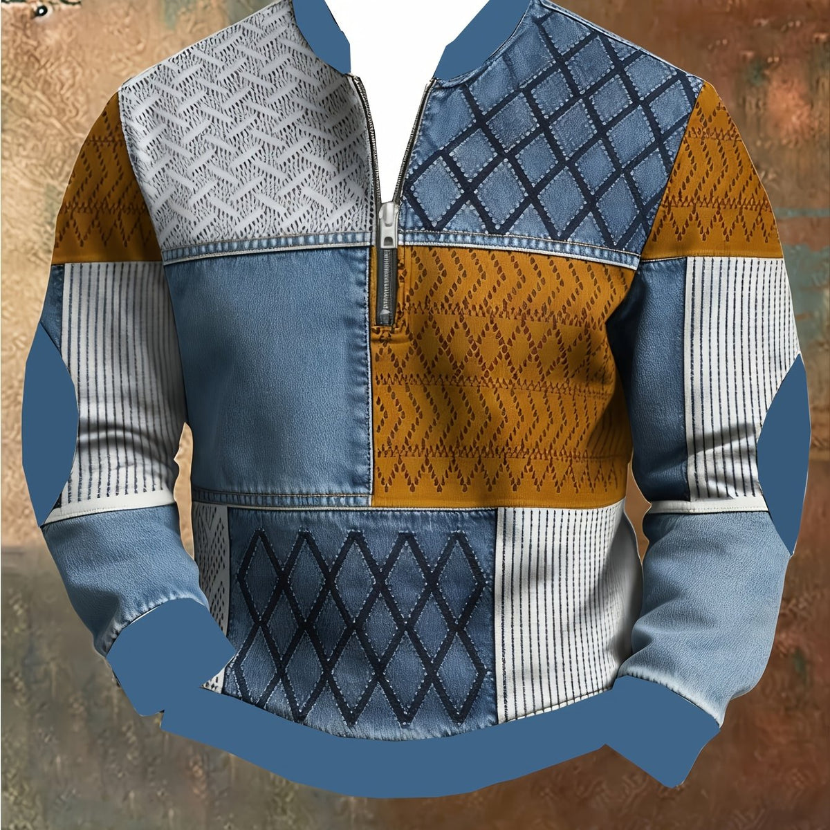 Daniel | Geometric Print Quarter-Zip Pullover