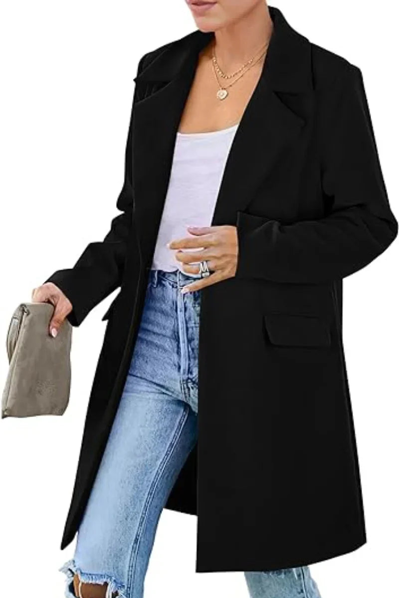 Fall Trench Coat for Women – Stylish Lapel Design for Chic Fall Outings