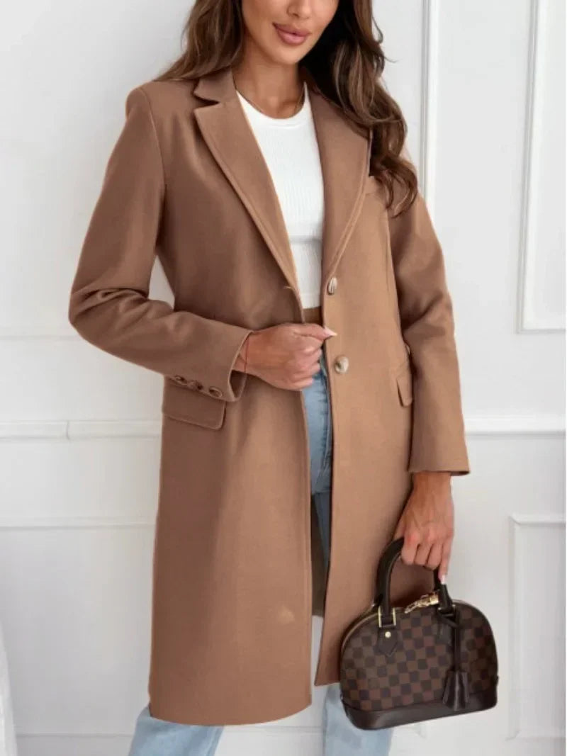 Fall Tweed Coat – Stylish Long Button Design for Elegant Winter Outfits