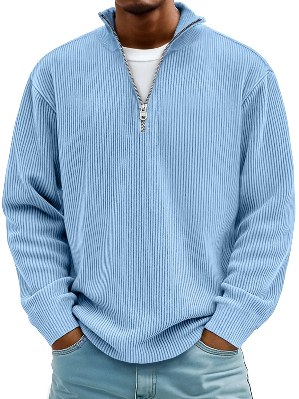 Dennis Ribbed Zip Sweater