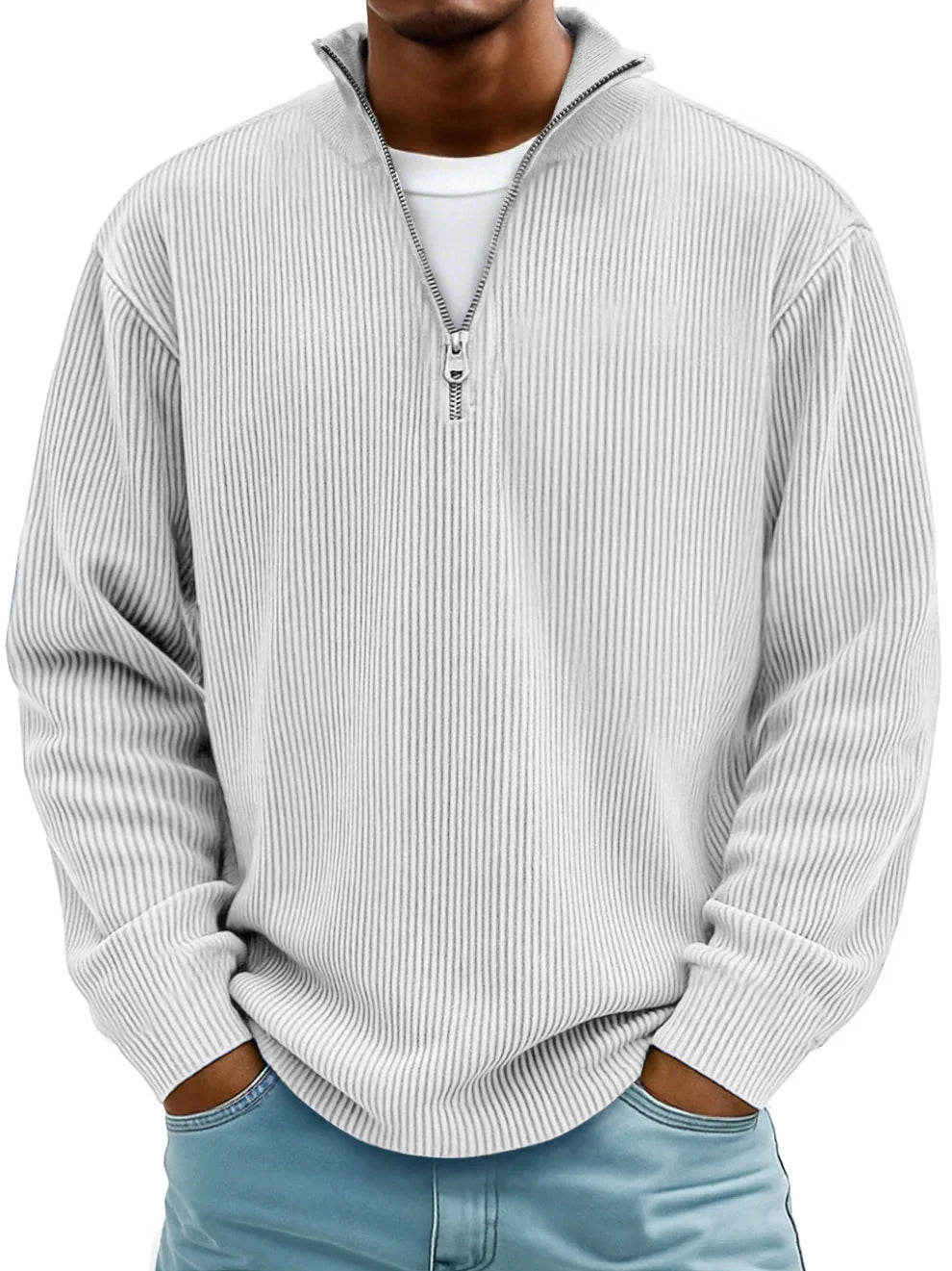 Dennis Ribbed Zip Sweater