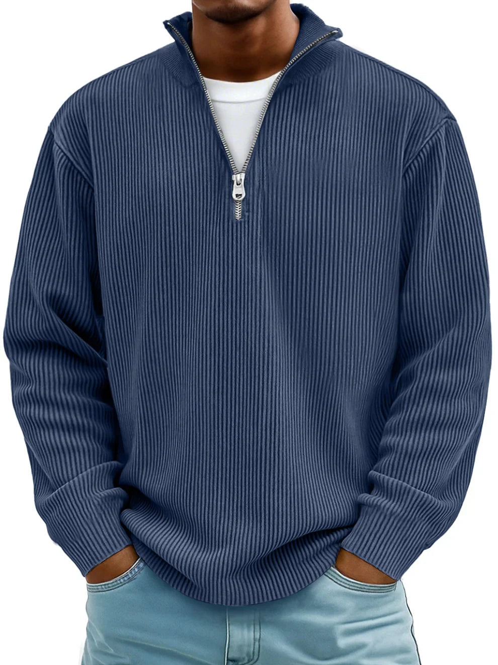 Dennis Ribbed Zip Sweater