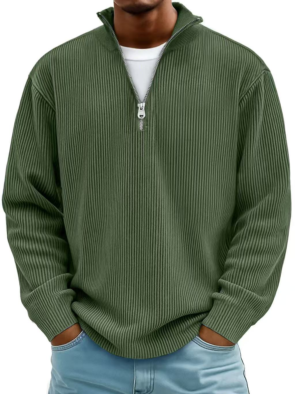 Dennis Ribbed Zip Sweater