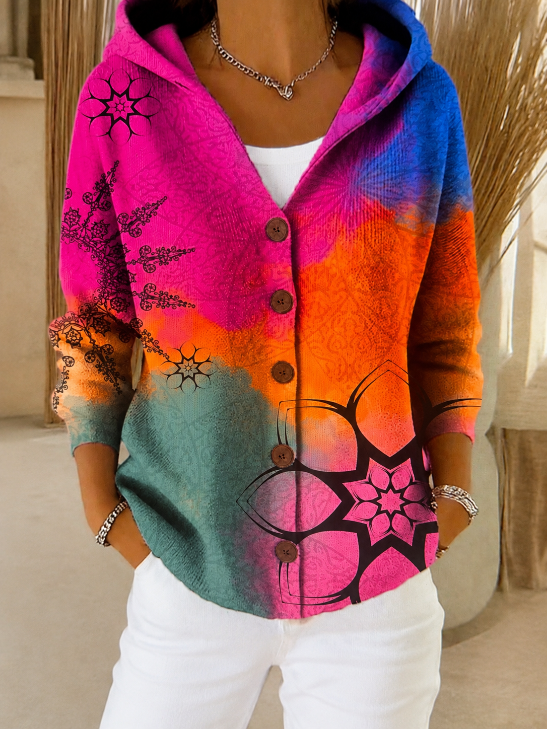 Kalinda | Artistic Hooded Cardigan