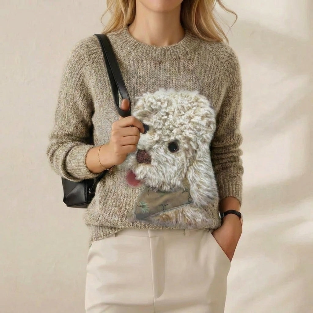 Claire – Cream Sweater with Poodle