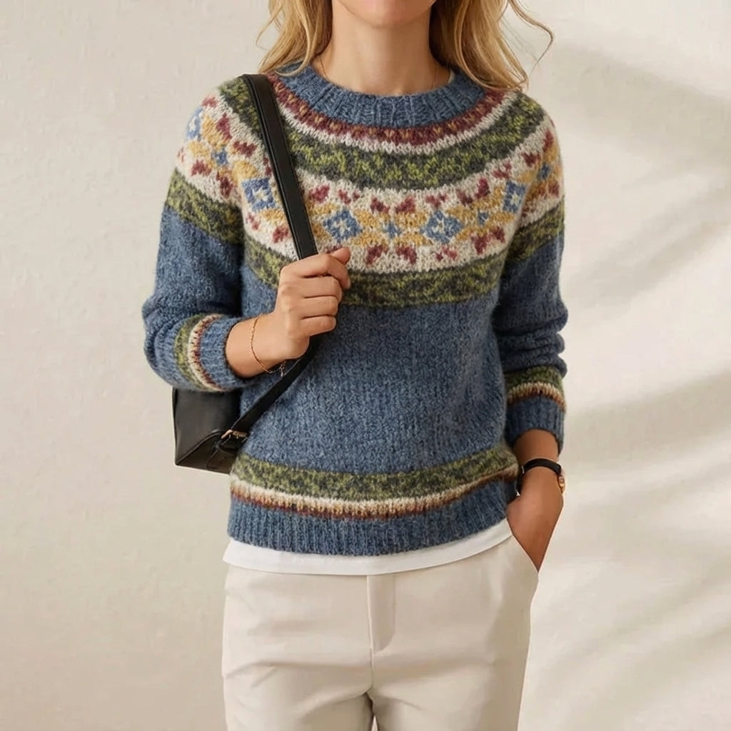 Natalie – Sweater with Multicolor Fair Isle Pattern