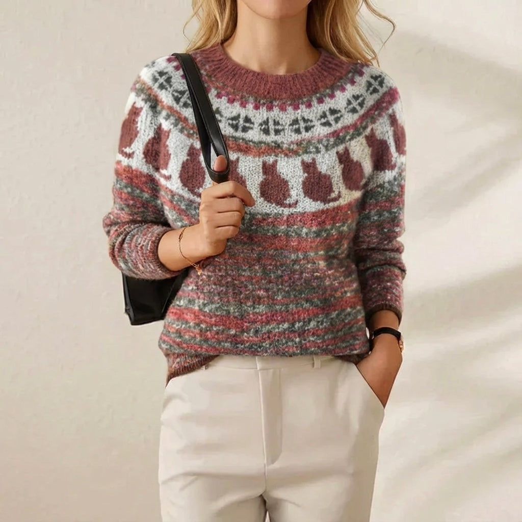 Elizabeth – Sweater with Cats Nordic Pattern
