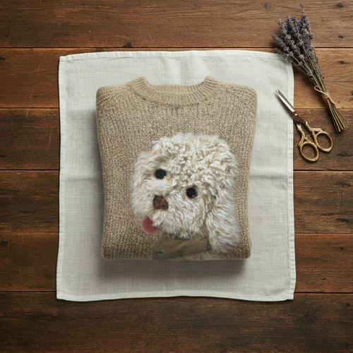 Claire – Cream Sweater with Poodle