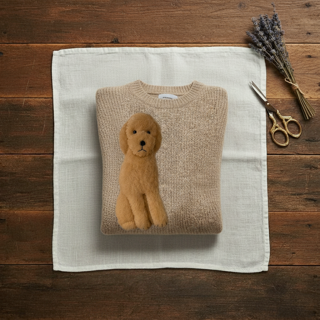 Valerie – Cream Sweater with Brown Poodle