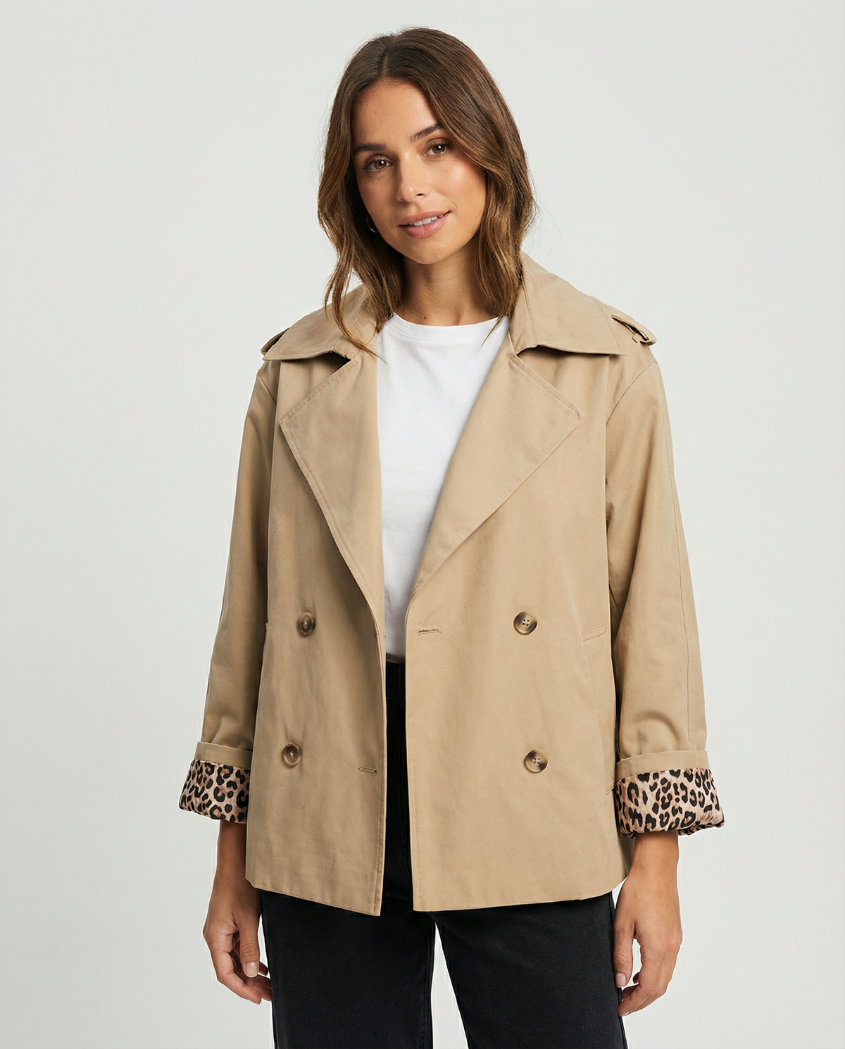 Leopard Print Trench Coat for Women – Chic Casual Layering for Transitional Seasons