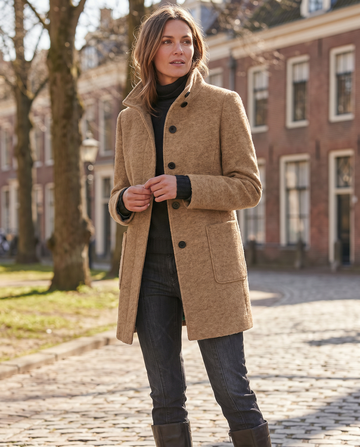 Retro Wool Coat for Women – Stylish Stand Collar for Casual Chic