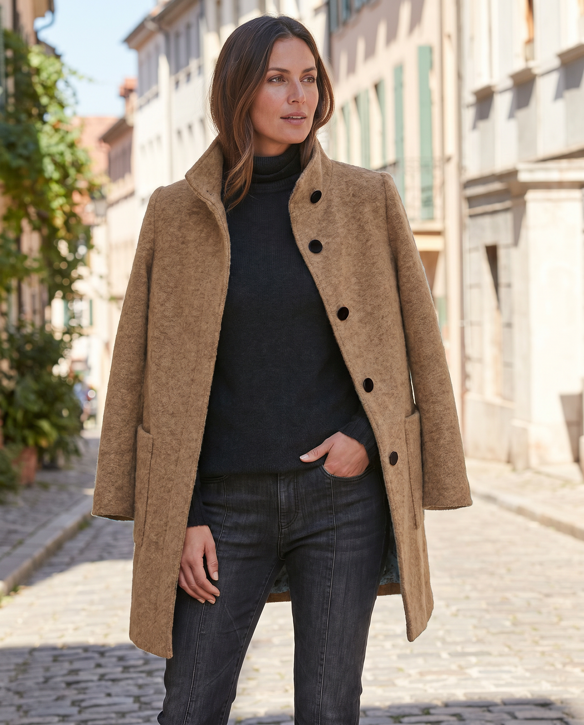 Retro Wool Coat for Women – Stylish Stand Collar for Casual Chic