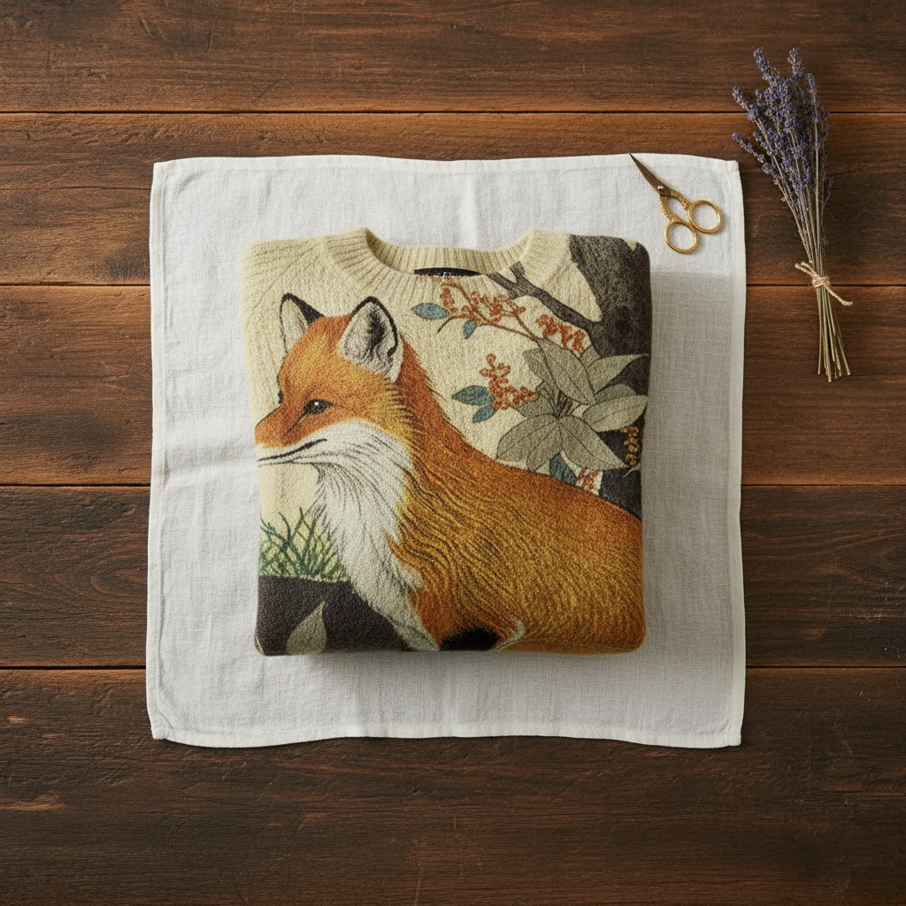 Poppy – Cream Sweater with Fox Design