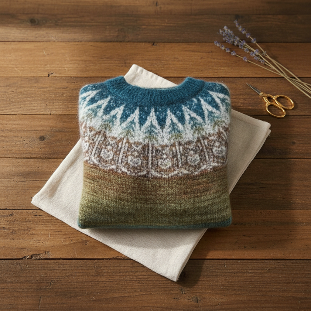 Audrey – Sweater with Gradient Blue Nordic Pattern