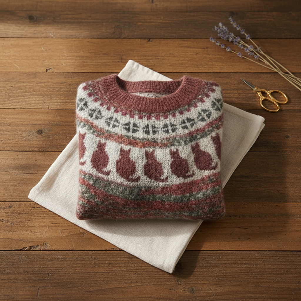 Elizabeth – Sweater with Cats Nordic Pattern