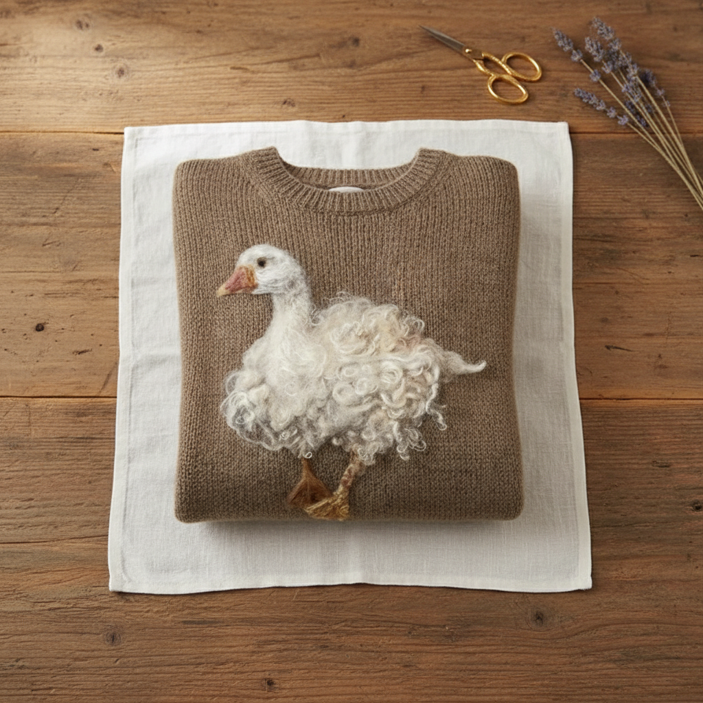 June – Brown Sweater with Goose