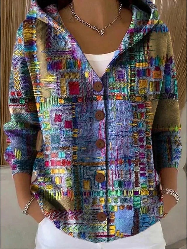 Jivara | Artistic Patchwork Hooded Cardigan