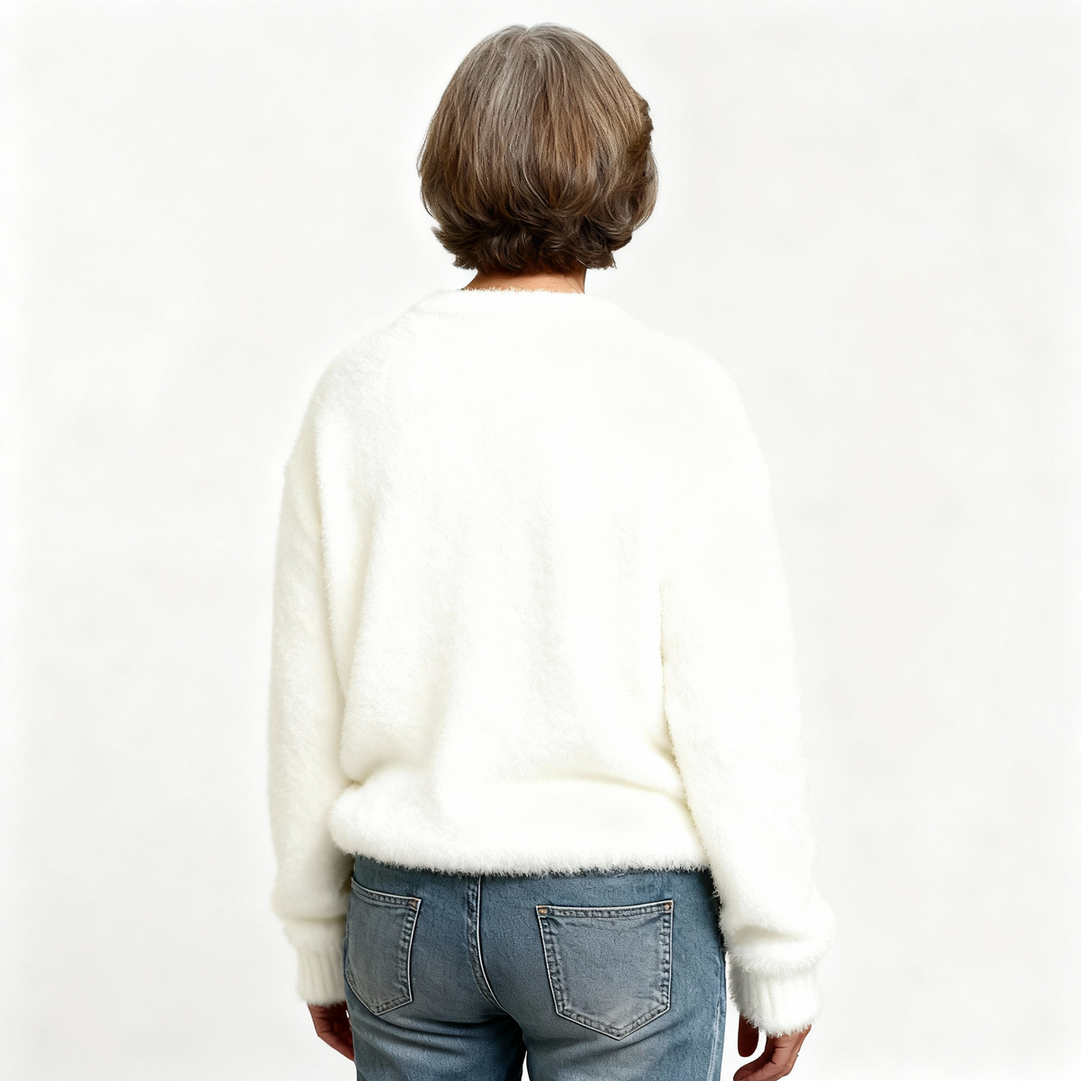 Lottie | Casual Flannel Sweater with Christmas Cat Print for Women
