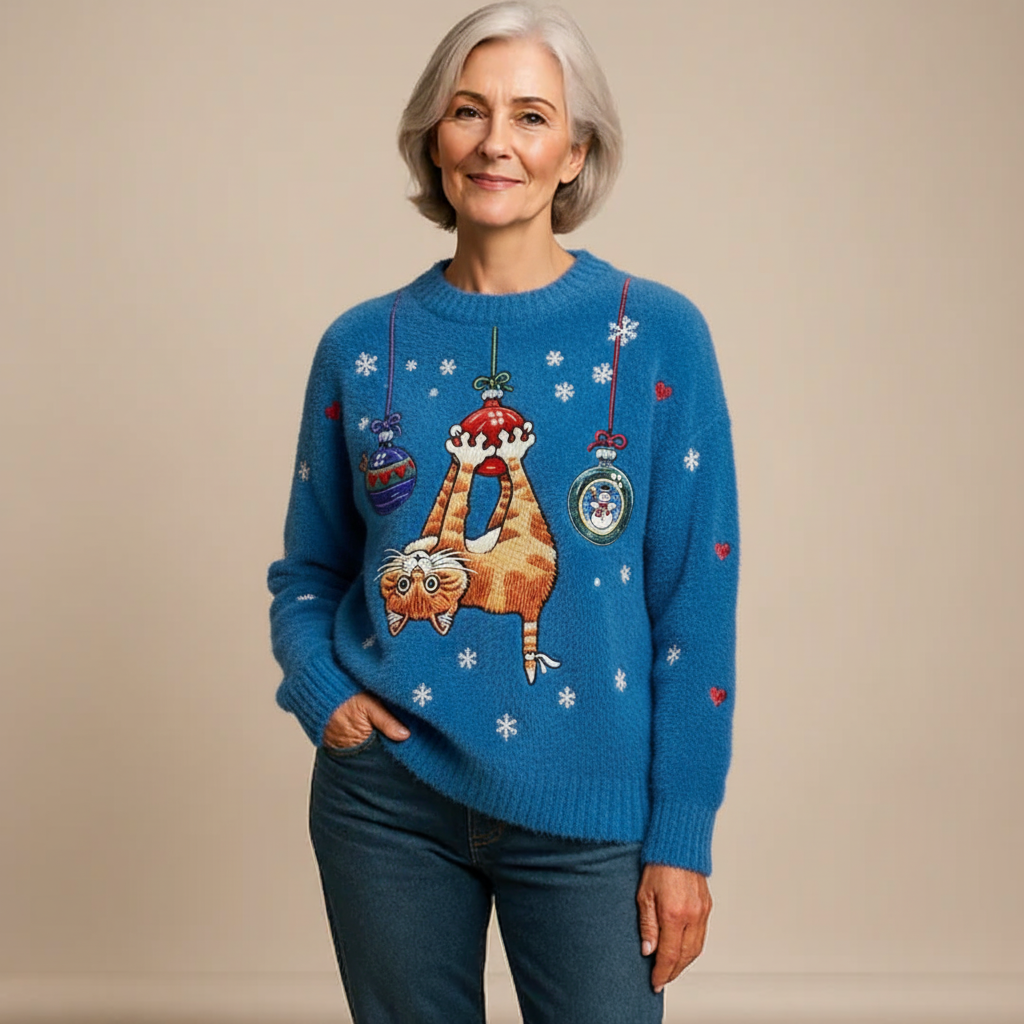 Ivy | Christmas Cat Flannel Sweater