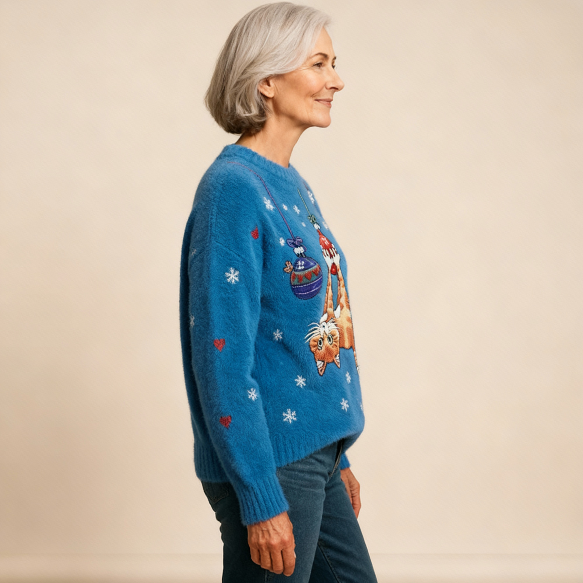 Ivy | Christmas Cat Flannel Sweater
