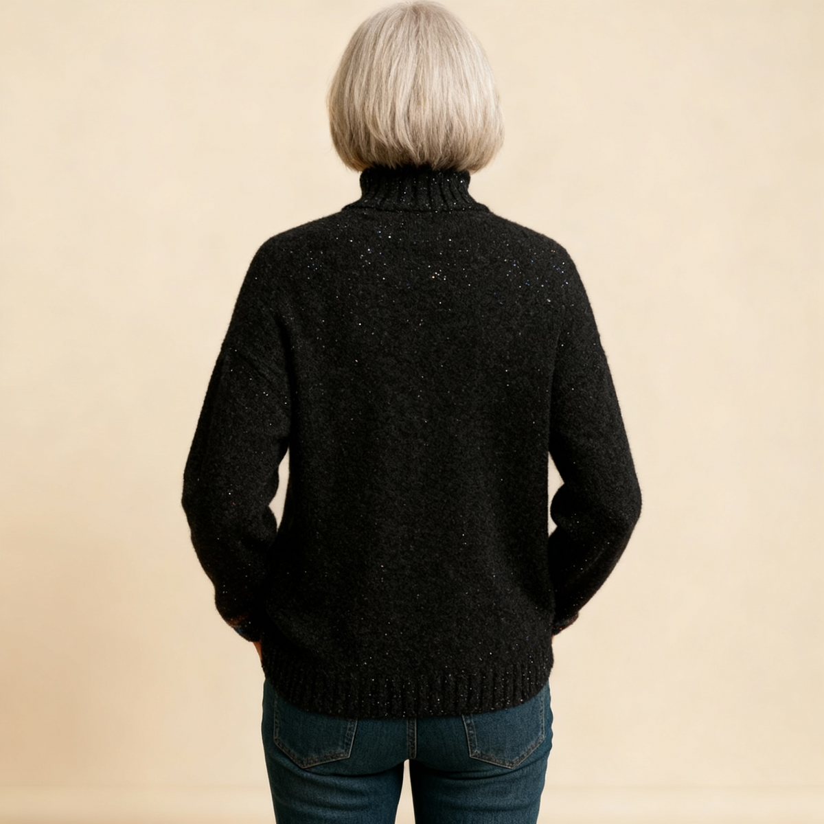 Ella | Glitter Christmas Tree Knit Turtleneck Sweater