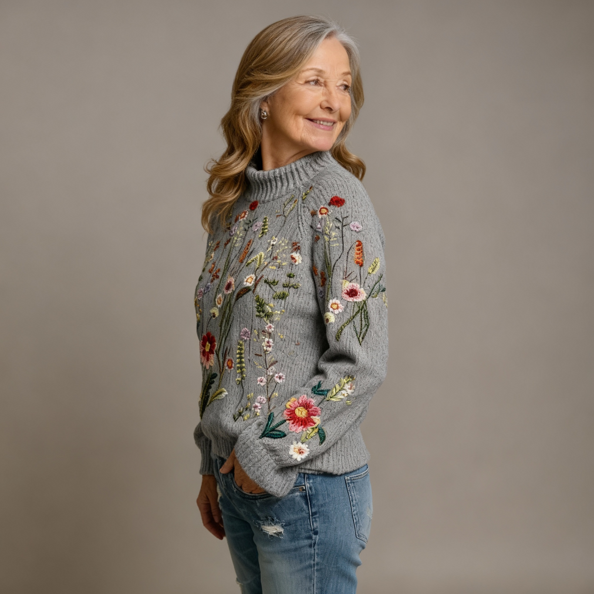 Freya | Classic Vintage Floral Knit Sweater