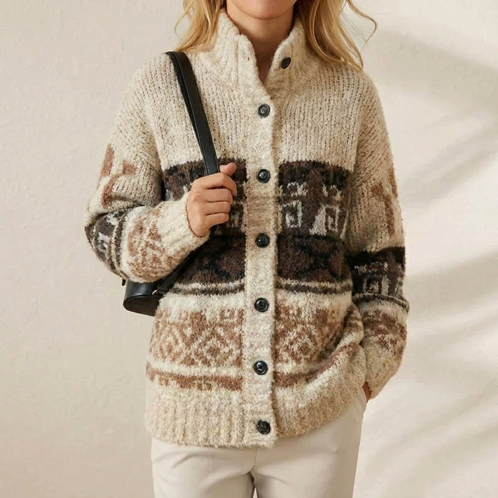 Pearl – Oversized Fair Isle Knit Button Jacket