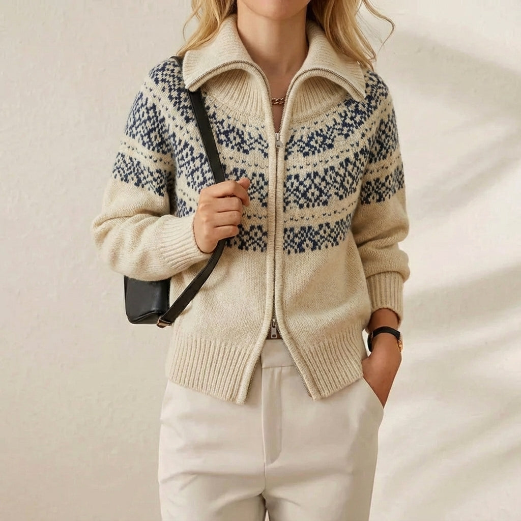 Cecilia – Fair Isle Zip-Up Knit Jacket