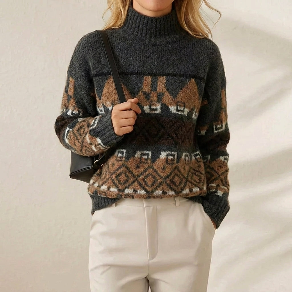 Pearl – Oversized Fair Isle Knit Button Jacket