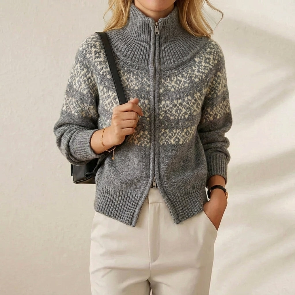 Cecilia – Fair Isle Zip-Up Knit Jacket