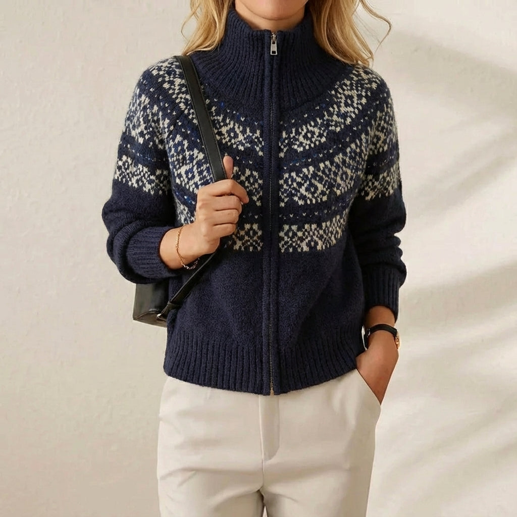 Cecilia – Fair Isle Zip-Up Knit Jacket
