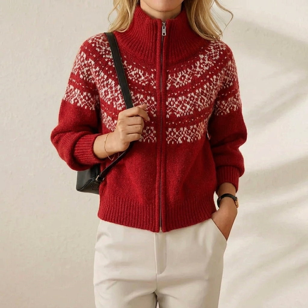 Cecilia – Fair Isle Zip-Up Knit Jacket