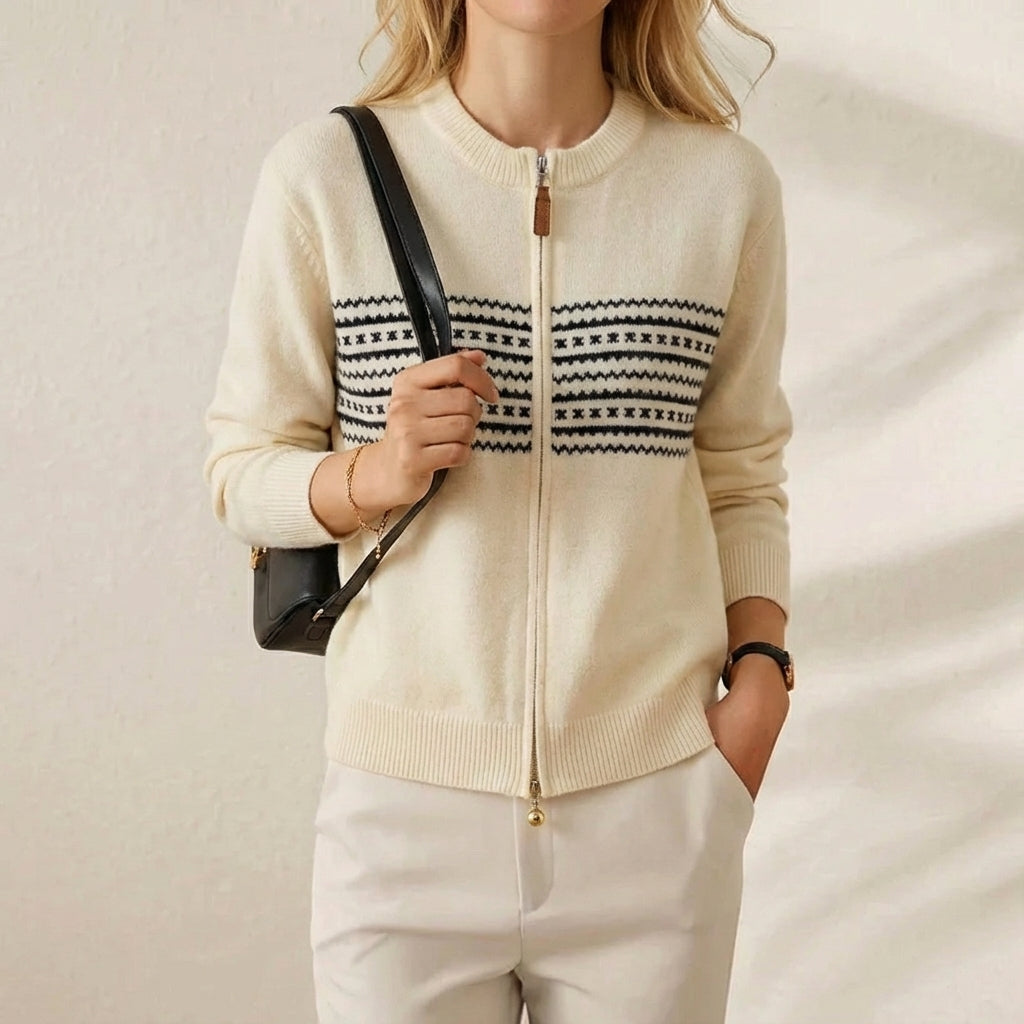 Antonia – Women's Fair Isle Zip-Up Knit Jacket