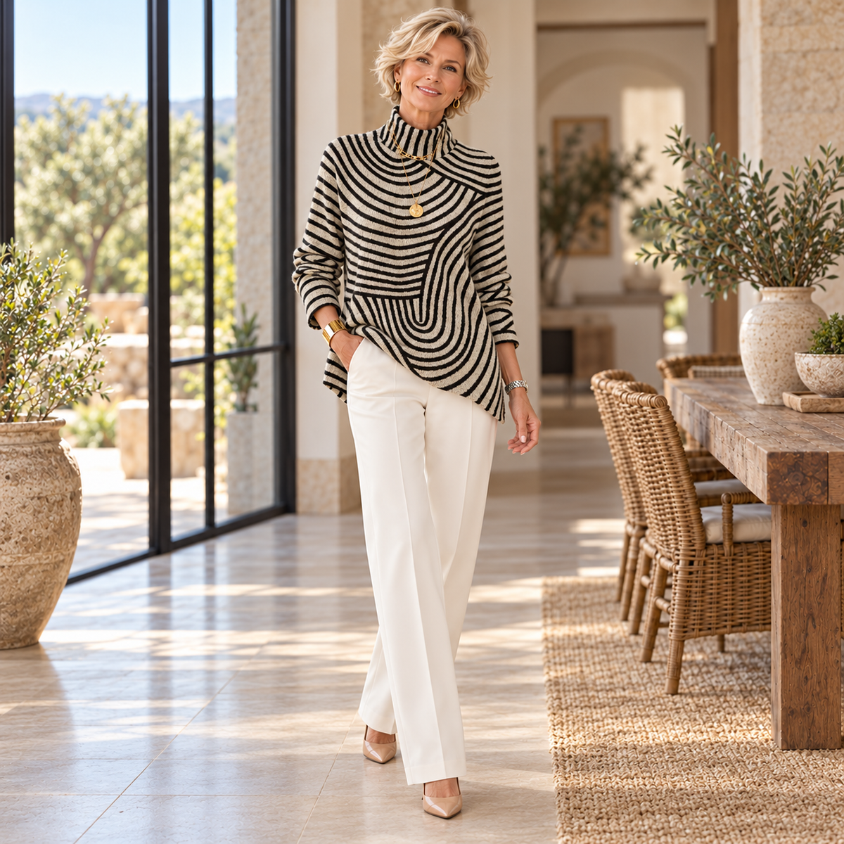 Sienna | Hand-Drawn Line Turtleneck Sweater